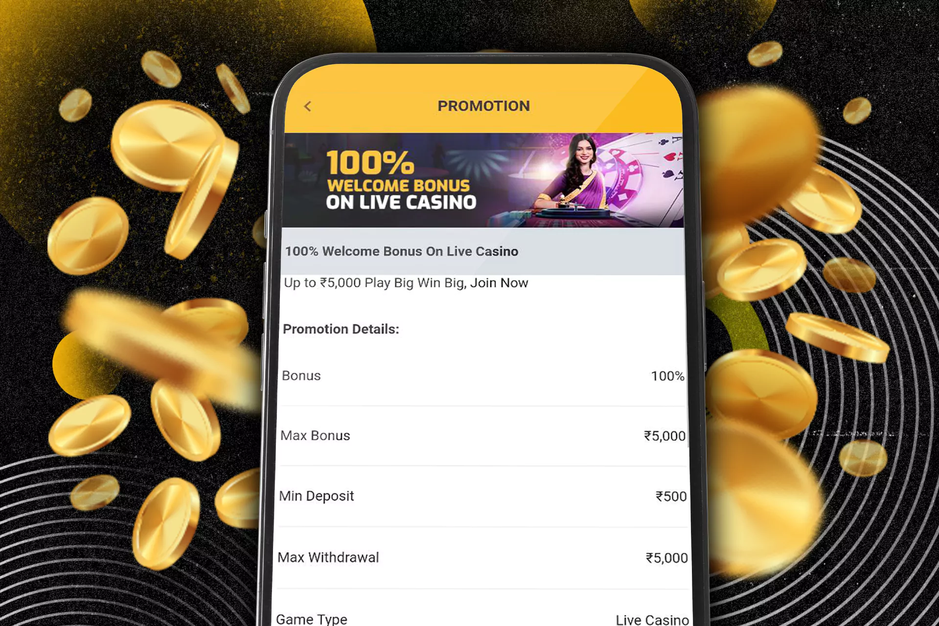 Double your deposit amount with the casino bonus.