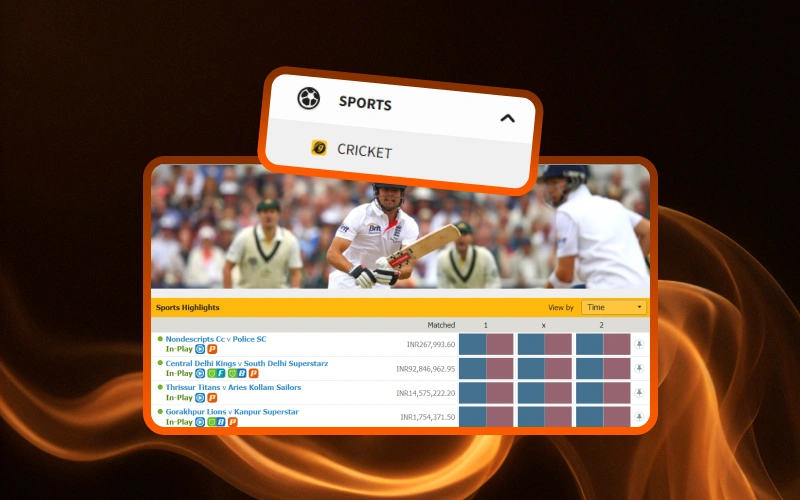 Place bets on cricket matches on the BetVisa platform.