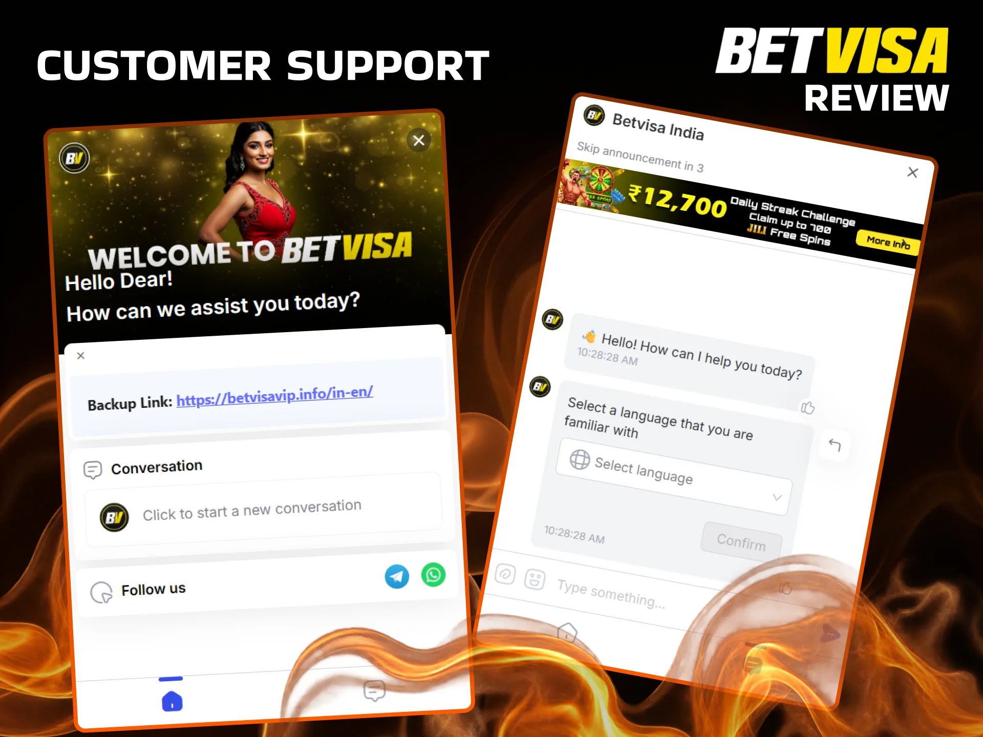 If any problem arises, contact BetVisa's support service.