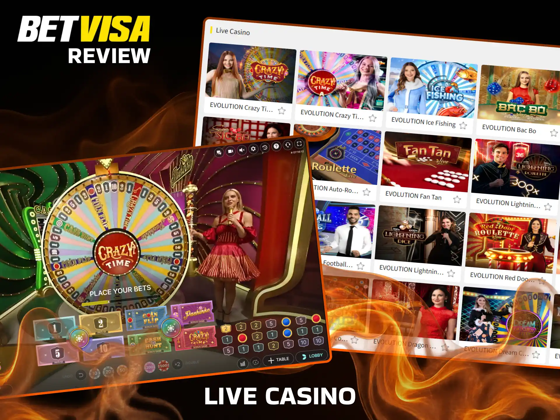 Join BetVisa to play live casino games with live dealers.