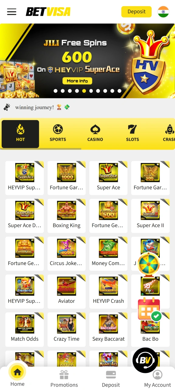 Open BetVisa and start playing and betting.