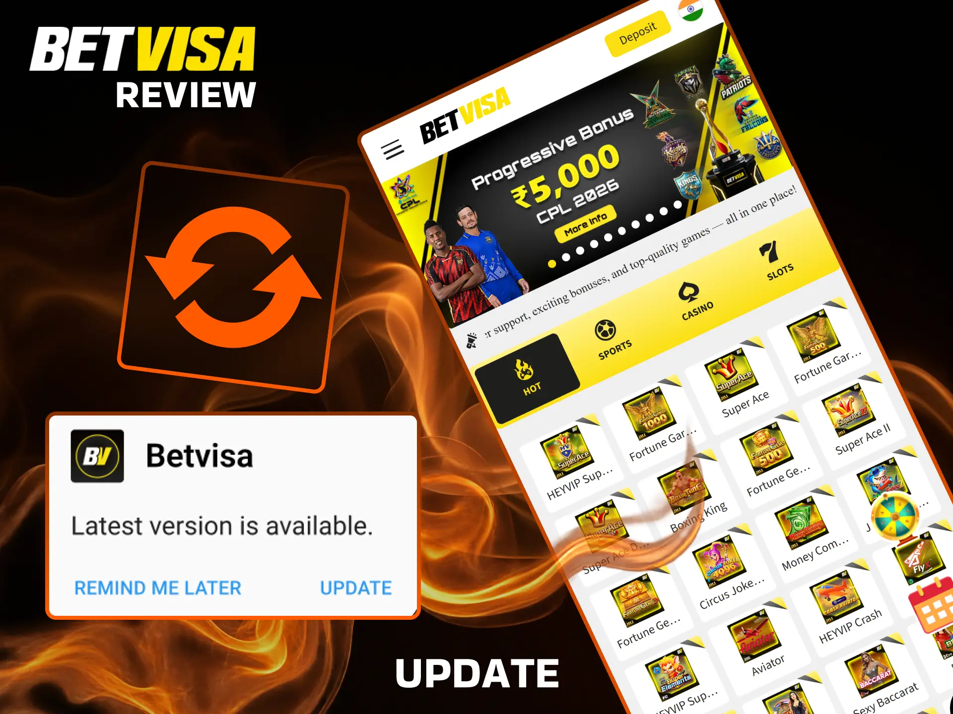 When an update notification appears, don't forget to update the BetVisa app.